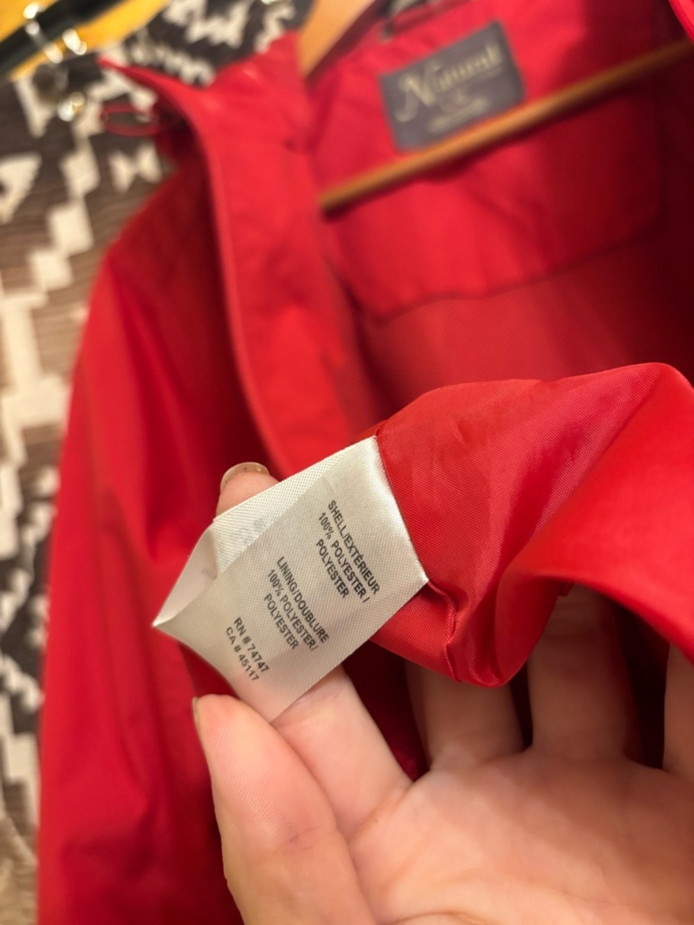 Natural Reflections Womens Red Hooded Rain Jacket, Size Large - Picture 6 of 13